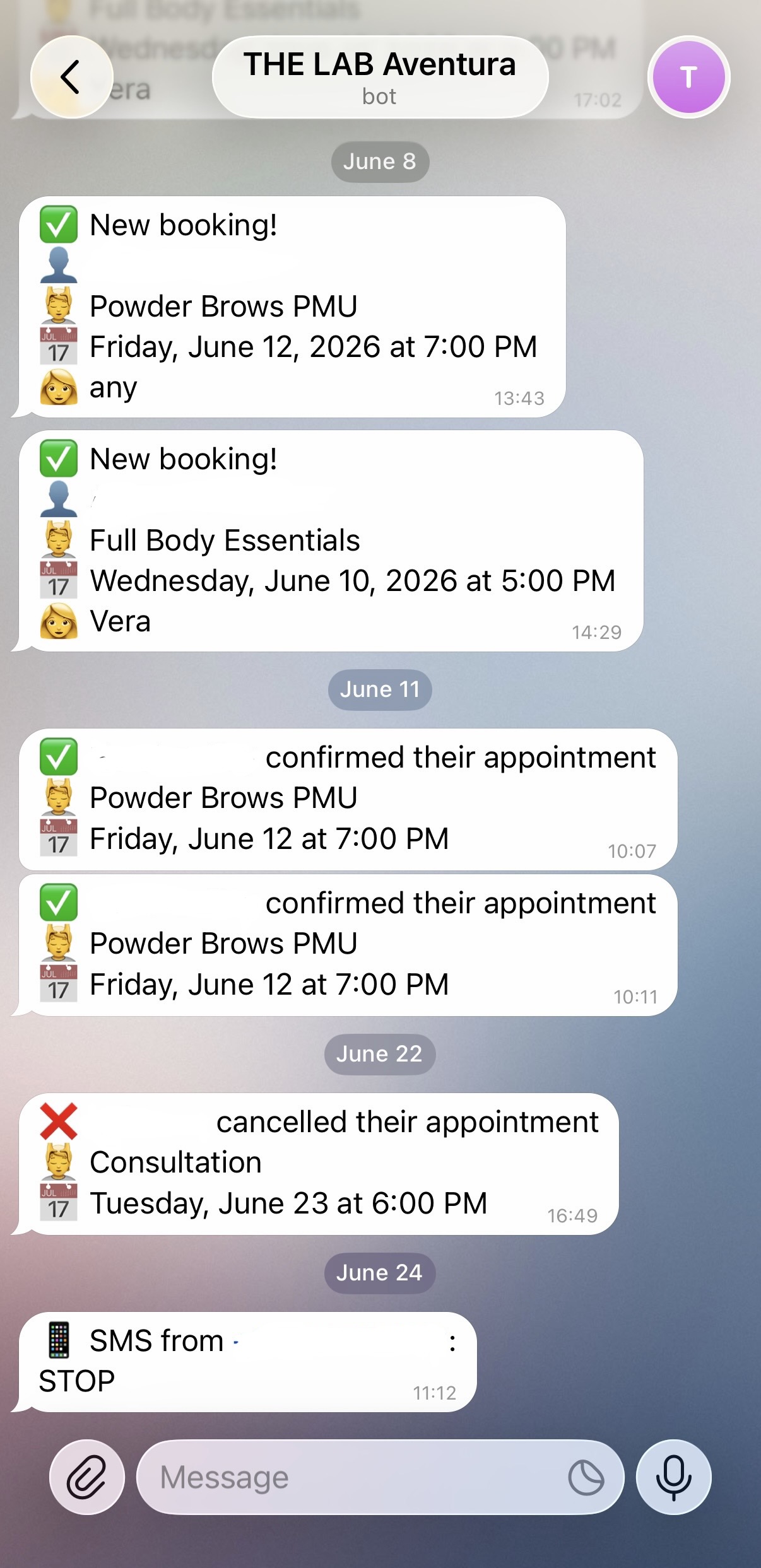 Booking notification bot